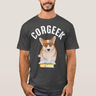 Funny Corgee Lovers Corgeek Buchliebhaber T-Shirt