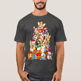 Funny Corgi Christmas Tree Lights Puppy Corgi Dog T-Shirt