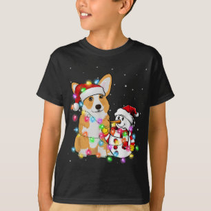 Funny Corgi Dog Christmas Snowman Xmas Lights Paja T-Shirt