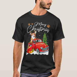Funny Corgi Dog Red Truck Weihnachtsschnee Weihnac T-Shirt