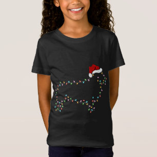 Funny Corgi Dog Xmas Lighting Weihnachtsmannmütze  T-Shirt
