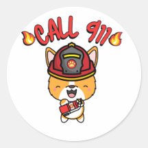 Funny Corgi Hund ist Feuerwehrmann