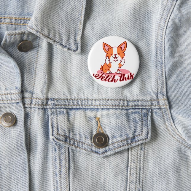 Funny Corgi Hund Middle Finger holt das Button (Beispiel)