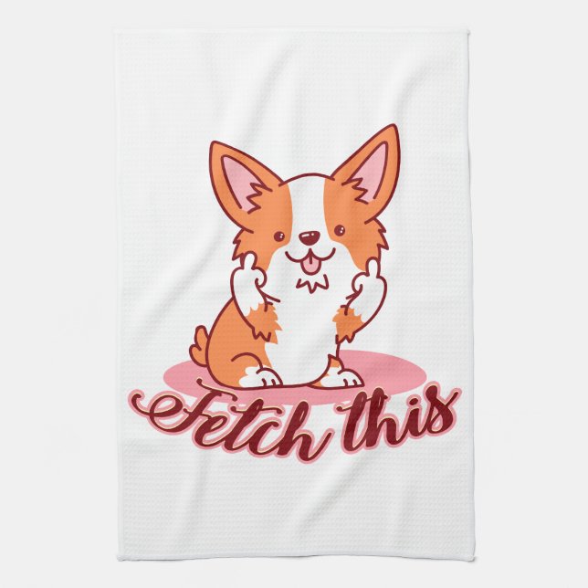 Funny Corgi Hund Middle Finger holt das Geschirrtuch (Vertikal)