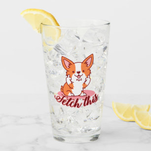 Funny Corgi Hund Middle Finger holt das Glas