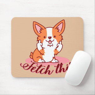 Funny Corgi Hund Middle Finger holt das Mousepad