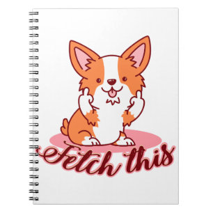 Funny Corgi Hund Middle Finger holt das Notizblock