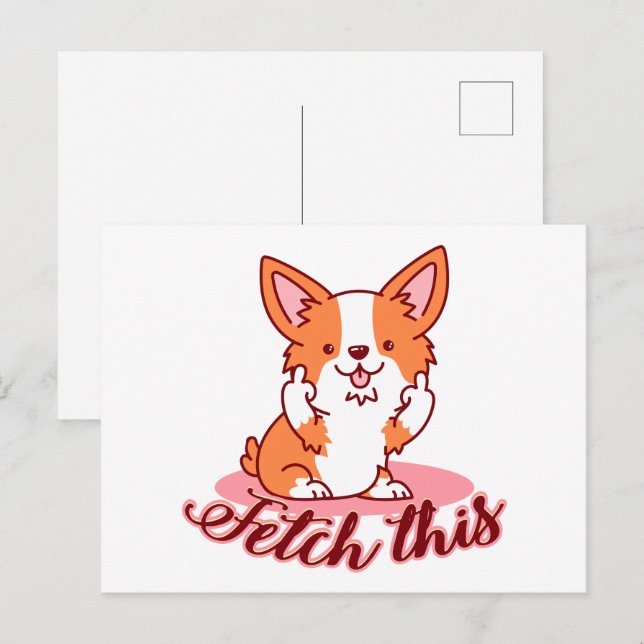 Funny Corgi Hund Middle Finger holt das Postkarte (Vorne/Hinten)