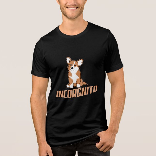 Funny Corgi Incognito Dog Owner Tri-Blend Shirt (Vorderseite)