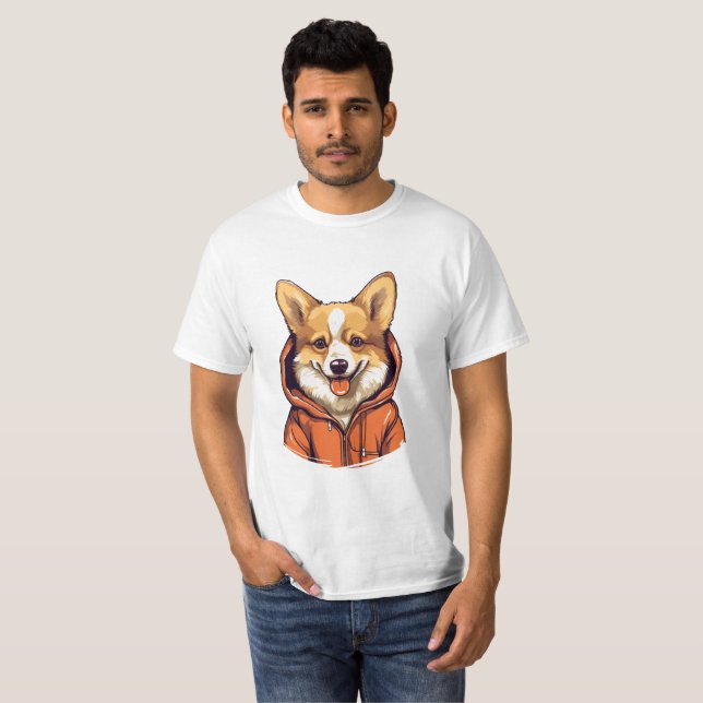 Funny Corgi portant le Sweat - shirt à capuche (Devant entier)