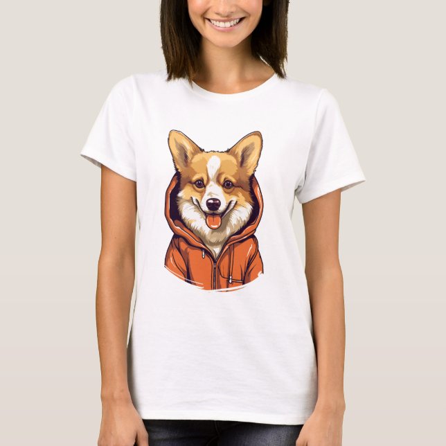 Funny Corgi portant le Sweat - shirt à capuche (Devant)
