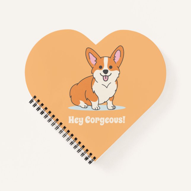 Funny Corgi Puppy - Hey Corgeous Notizbuch (Vorderseite)