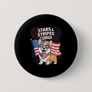 Funny Corgi Team American Patriotic Amerikanische Button