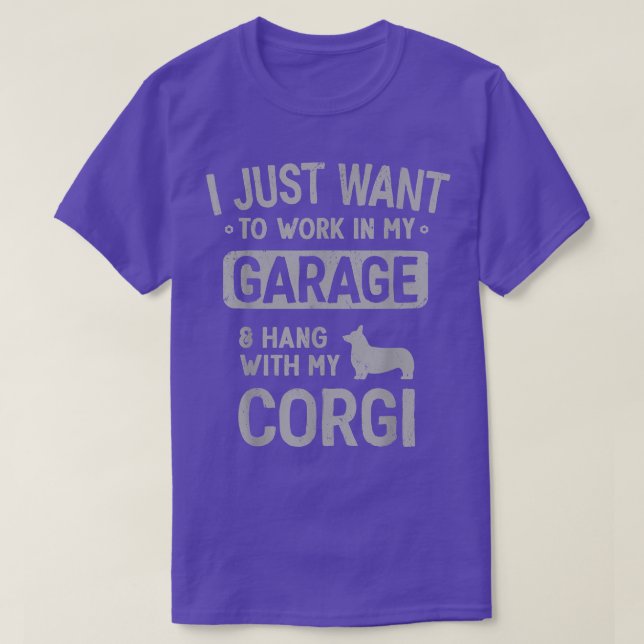 Funny Corgi Vater Garage Männer Hang mit  T-Shirt (Design vorne)