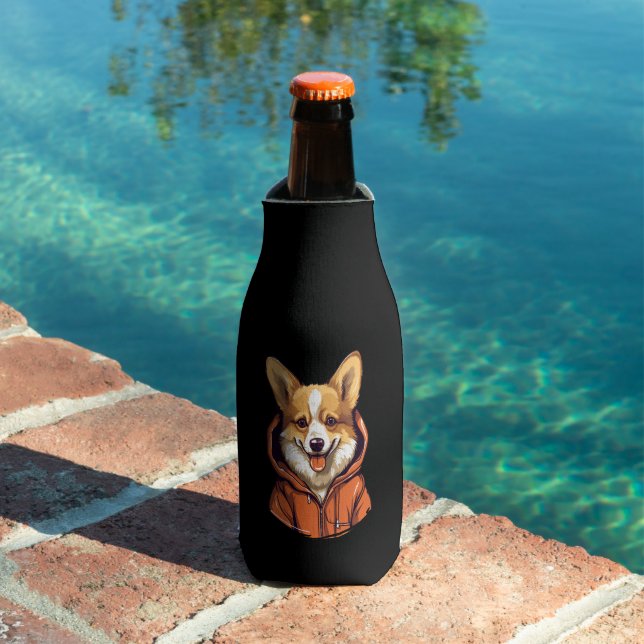 Funny Corgi Wearing Hoodie Flaschenkühler (In Situ Pool)