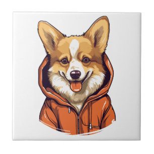 Funny Corgi Wearing Hoodie Fliese