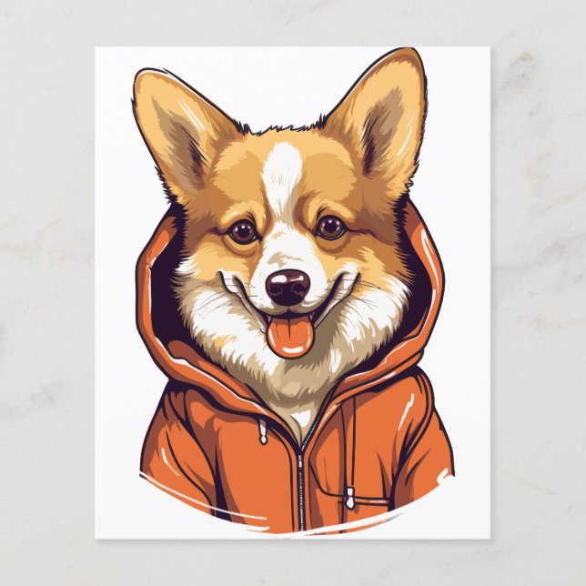 Funny Corgi Wearing Hoodie Flyer (Vorne)