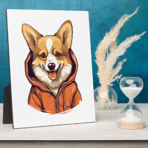 Funny Corgi Wearing Hoodie Fotoplatte