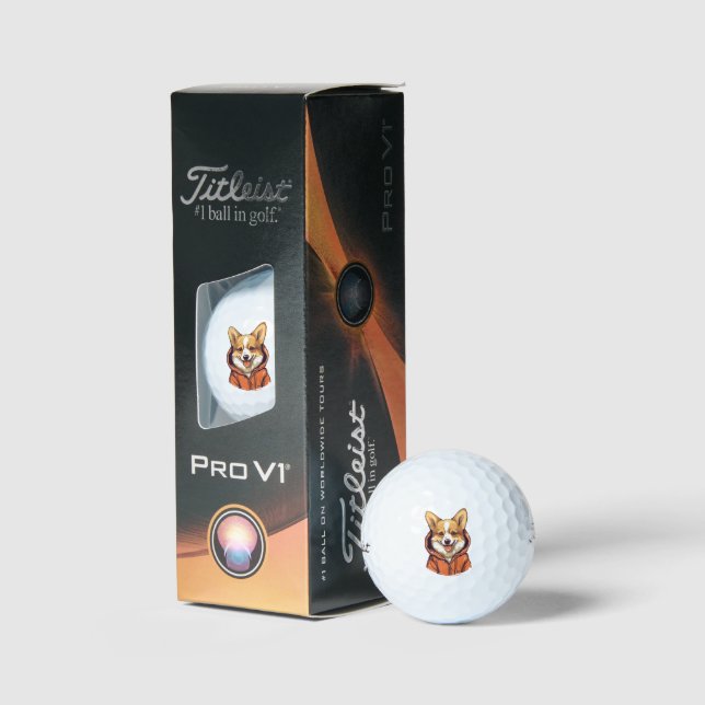 Funny Corgi Wearing Hoodie Golfball (Verpackung)