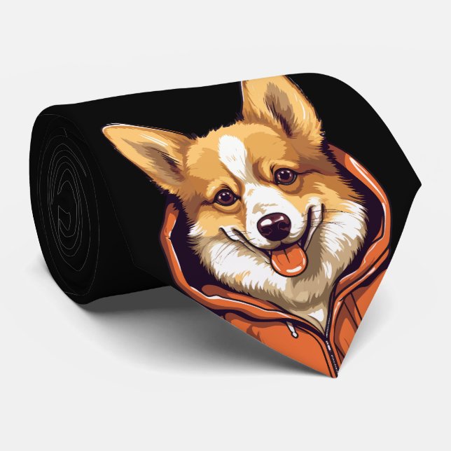 Funny Corgi Wearing Hoodie Krawatte (Gerollt)