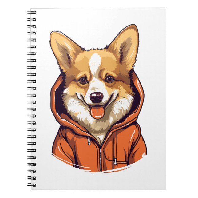 Funny Corgi Wearing Hoodie Notizblock (Vorderseite)