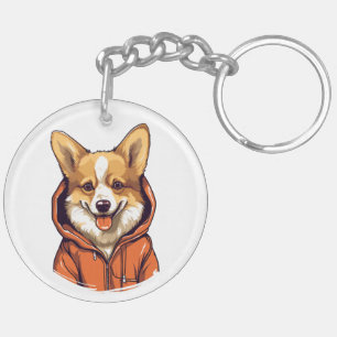 Funny Corgi Wearing Hoodie Schlüsselanhänger