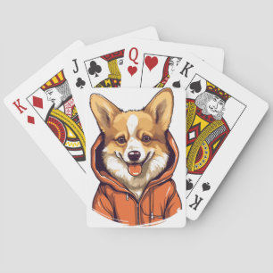Funny Corgi Wearing Hoodie Spielkarten