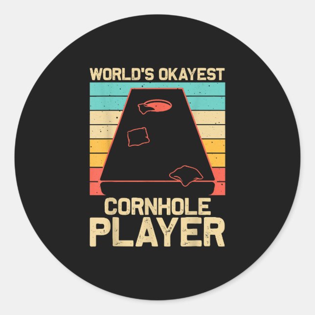 Funny Cornhole Geschenk Beag Beutel Toss Game Spie Runder Aufkleber (Vorderseite)