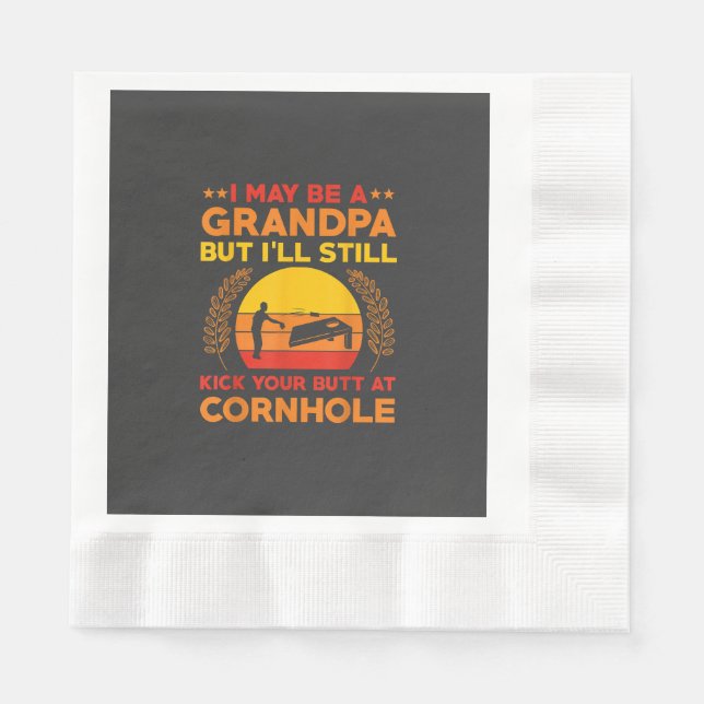 Funny Cornhole Opa Outfit Sack Toss Serviette (Vorderseite)