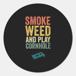 Funny Cornhole Weed Vintag Retro Teamgeschenk Runder Aufkleber