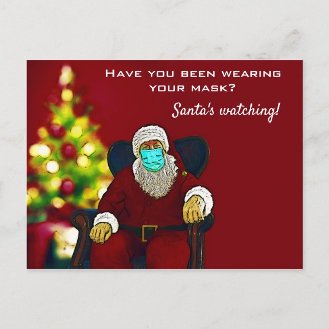 Funny Coronavirus Covid Weihnachten Weihnachtsmask Postkarte (Vorderseite)