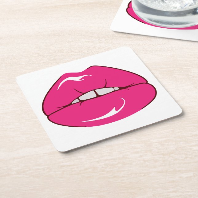 Funny Cosmetologin Makeup Artist Pink Lips Kiss Rechteckiger Pappuntersetzer (angewinkelt)