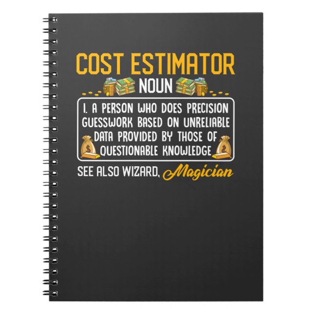 Funny Cost Estimator Job Definition Money Daten Notizblock (Vorderseite)