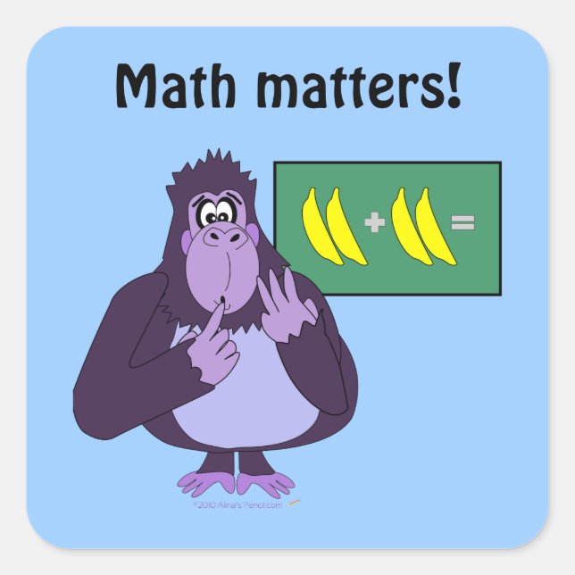 Funny Counting Gorilla Math Custom Quadratischer Aufkleber (Vorderseite)