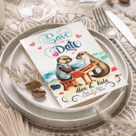 Funny Couple Otters Wedding Save The Date