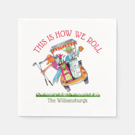 Funny Couples Golf "How We Roll" Papier Napkin Serviette