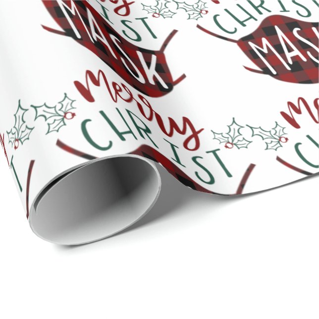 Funny COVID-19 MERRY ChristMASK Buffalo Karo Maske Geschenkpapier (Rolleneckpunkt)