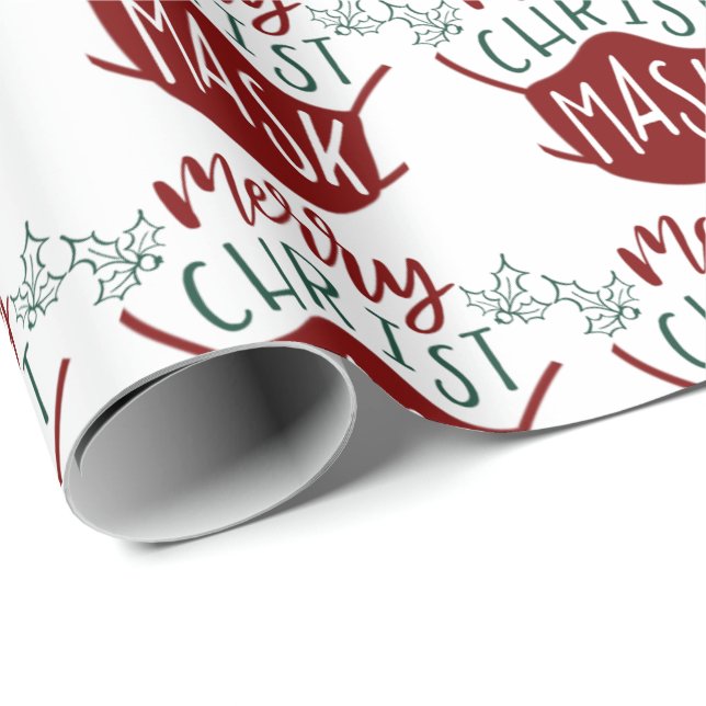 Funny COVID-19 MERRY ChristMASK Face Mask Geschenkpapier (Rolleneckpunkt)