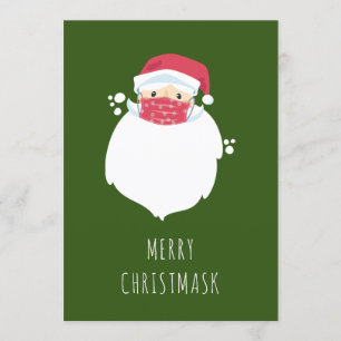 Funny Covid Père Noël masqué Carte photo de vacanc