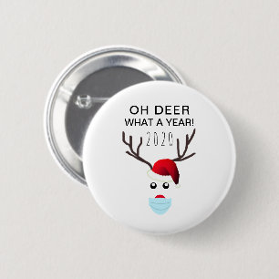 Funny Covid Weihnachten 2020 Gesichtsmaske Rentier Button