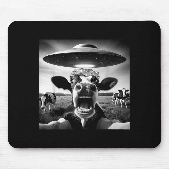 Funny Cow Abduction By Ufo Selfie - Hilarious Alie Mousepad (Vorne)