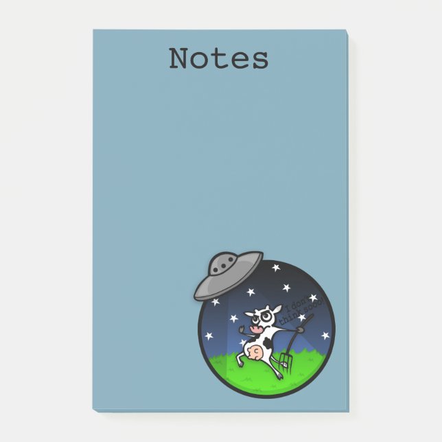 FUNNY COW ALIEN ABDUCTION GRAFIK POST-IT NOTEPAD KLEBEZETTEL (Vorderseite)