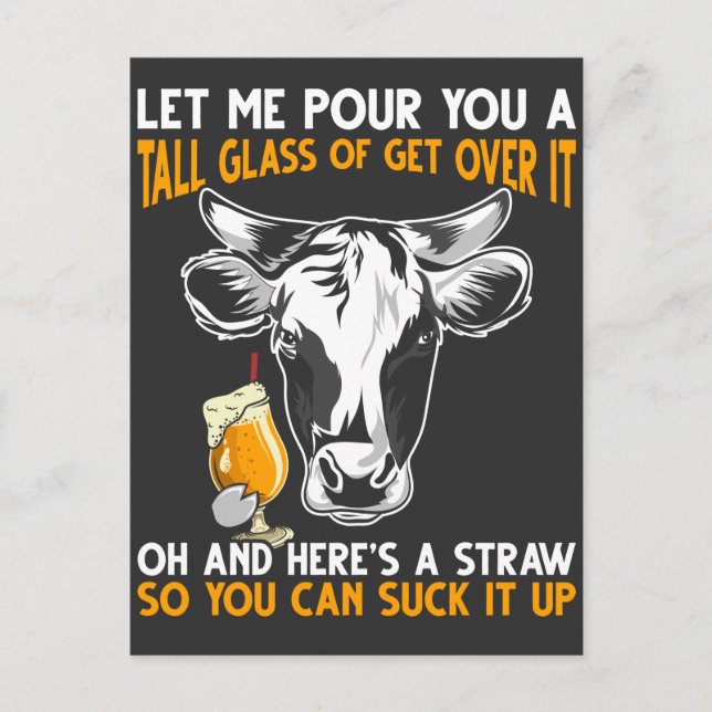 Funny Cow Bauer Quote Beer Lover Postkarte (Vorderseite)