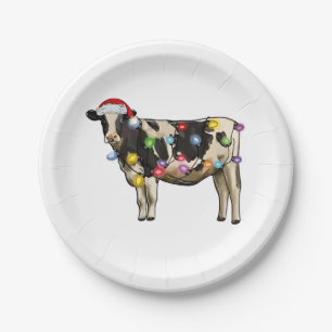 Funny Cow Bauer Rinder Weihnachtsliebhaber Pappteller