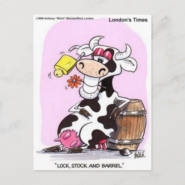 Funny Cow Cartoon Gaben T-Shirts & Sammlerstücke Postkarte (Vorderseite)