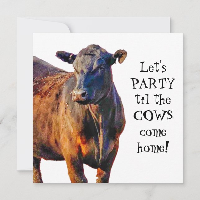 Funny Cow Country Junggeselinnen-Abschied Einladun Einladung (Vorderseite)