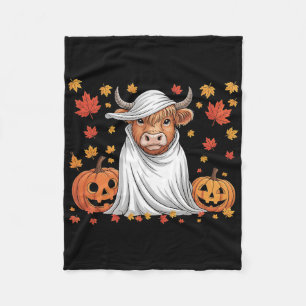 Funny Cow Ghost Spooky Pumpkin Hallo Fall Hallowee Fleecedecke