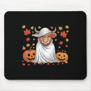 Funny Cow Ghost Spooky Pumpkin Hallo Fall Hallowee Mousepad