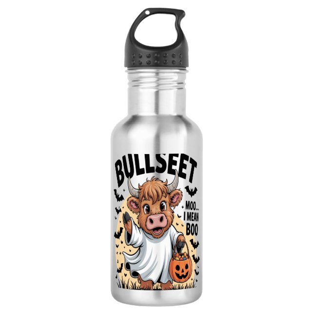 Funny Cow Halloween Edelstahlflasche (Vorderseite)