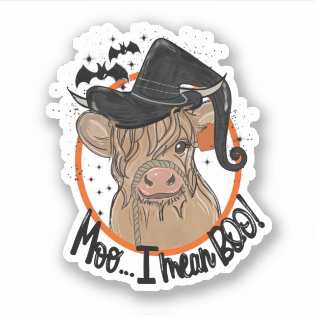 Funny Cow Heifer Halloween Moo I Gemein Boo Aufkleber (Vorderseite)